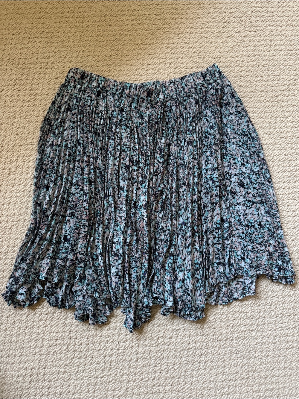 Club Monaco Pleated Floral Blue Black Womens Skirt